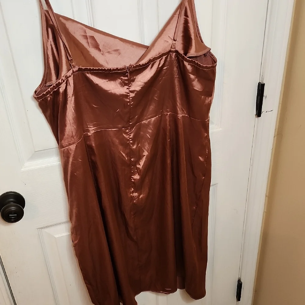 Cider Satin Slip Dress in Rose Gold - Picture 7 of 16